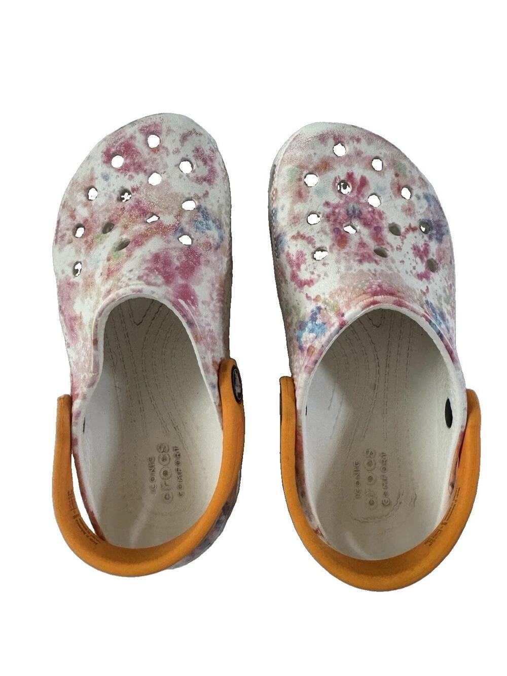 Crocs Classic Tie Dye Clog Kids C13 Orange Boys Girls White Sandals Shoes